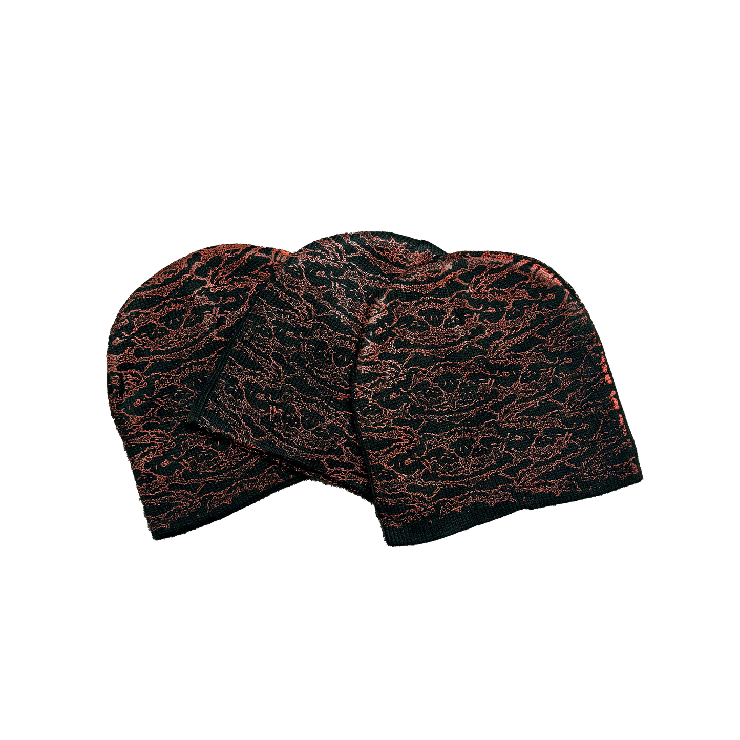 red tiger printed beanie