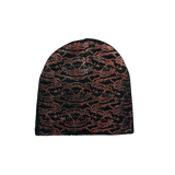 red tiger printed beanie